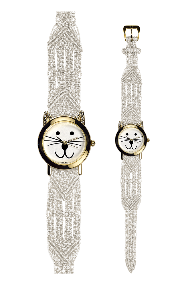 Macraband Stye 106 White with Gold Cat Watch